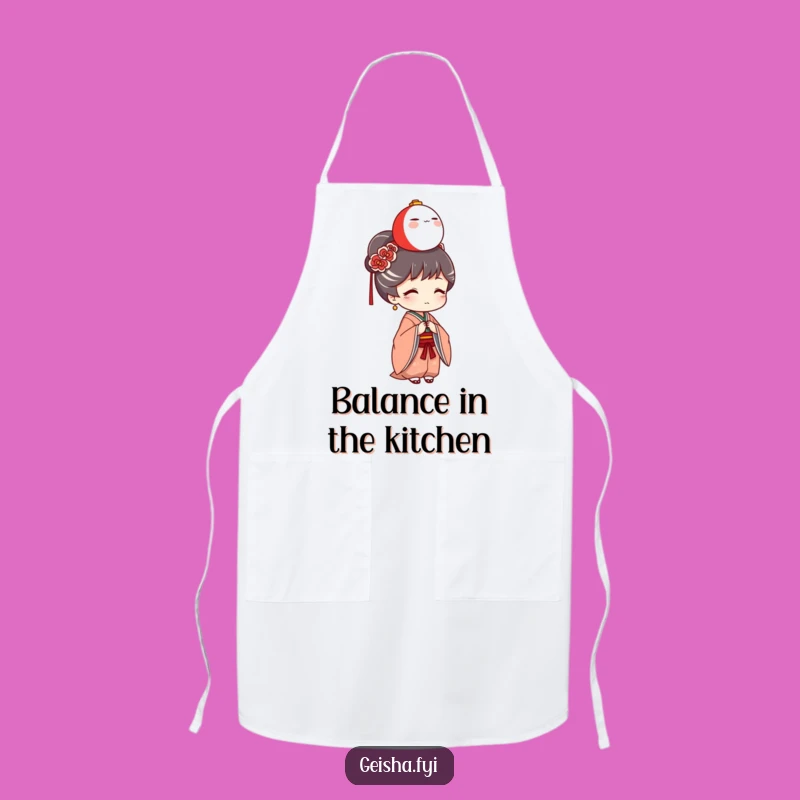 Funny Geisha Daruma Balance Apron: Cook with Balance and Humor