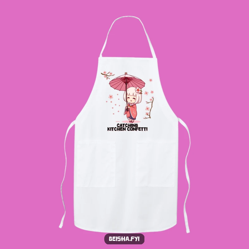 Funny Geisha Umbrella Cherry Blossom Apron - Giggling Kitchen Wear