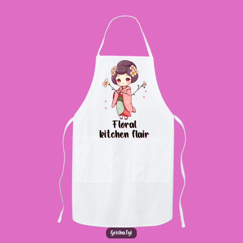 Funny Whimsical Geisha Apron, Cook with Artistic Flair and Flowers