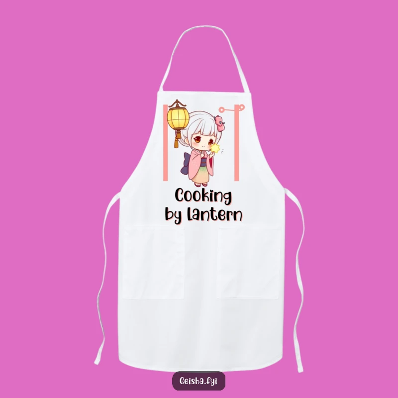 Funny Geisha Apron: Cook with Curiosity and a Glowing Lantern