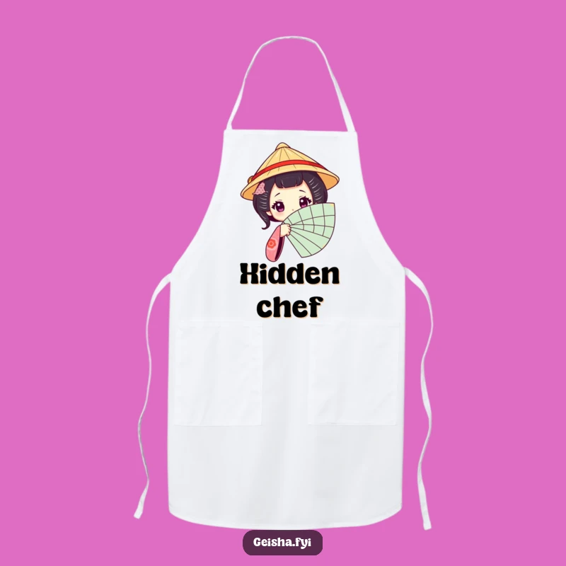 Funny Geisha Fan Apron: Cook with Grace, Inspired by a Mysterious Peek