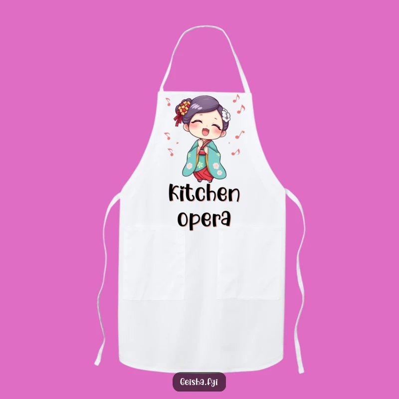 Funny Geisha Singing with Joy Apron: Cook and Sing with Delight