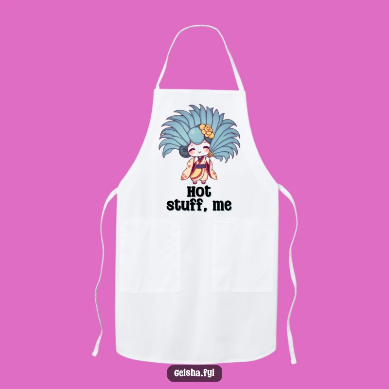 Funny Geisha Fan Feather Fan Apron - Playful Kitchen Comedic Wear
