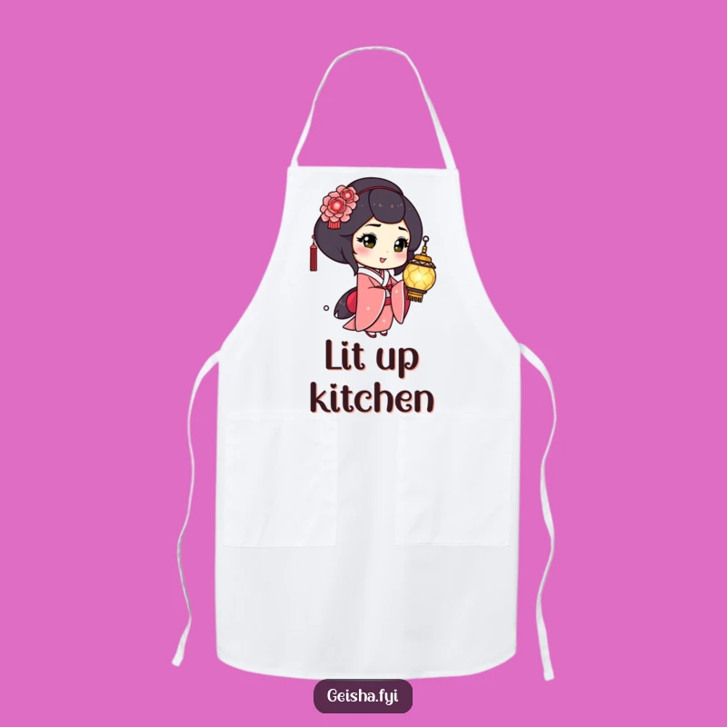 Funny Geisha Lantern Apron: Playful Wink Chef, Humorous Kitchen Gift