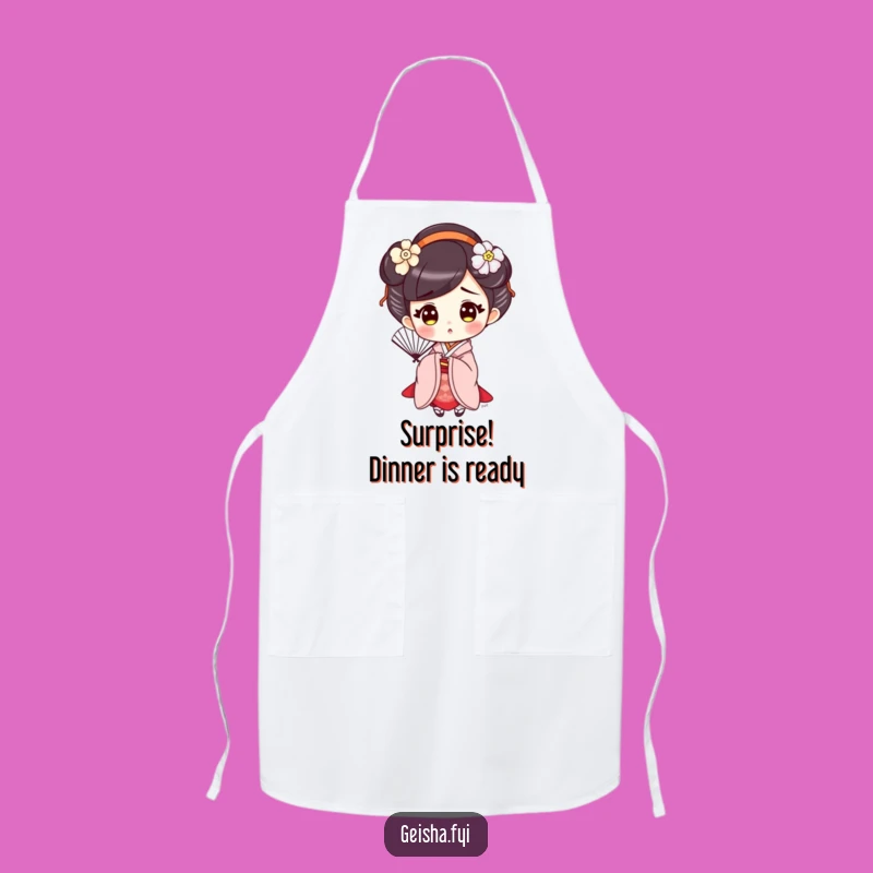 Funny Surprised Geisha Apron, Elegant Kitchen Fun, Hilarious Chef Gift