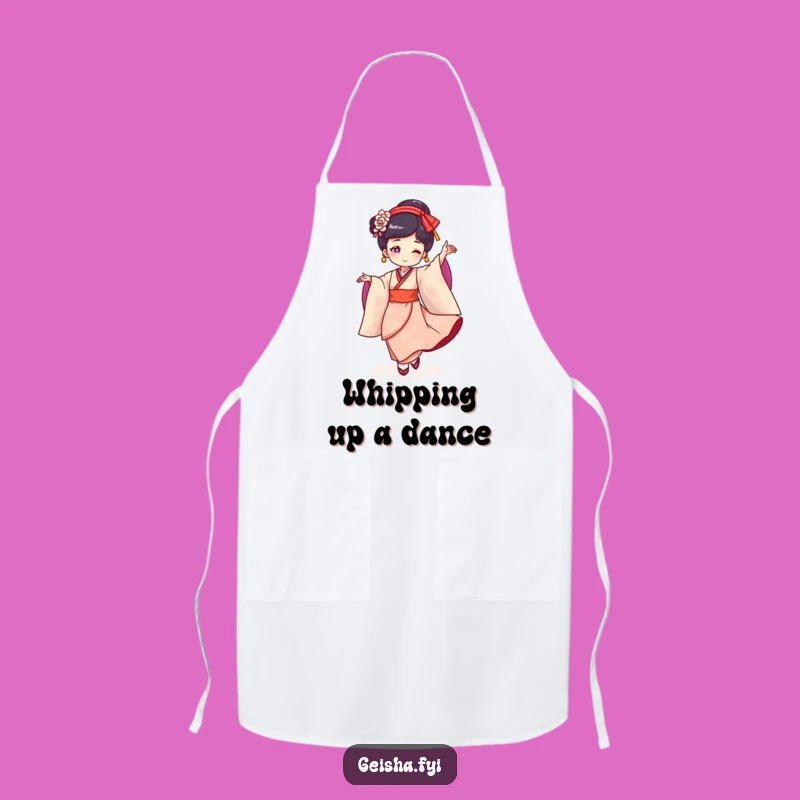 Funny Geisha Dance Apron: Cheerful Character's Twirl for Kitchen, Hilarious Chef Gift