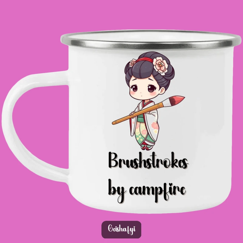 Funny Geisha Art Camping Mug: Durable & Hilarious Painter Cup