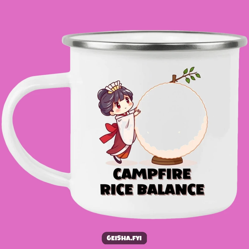 Funny Geisha Rice Ball Camping Mug - Balancing Outdoor Fun, Perfect Funny Gift!