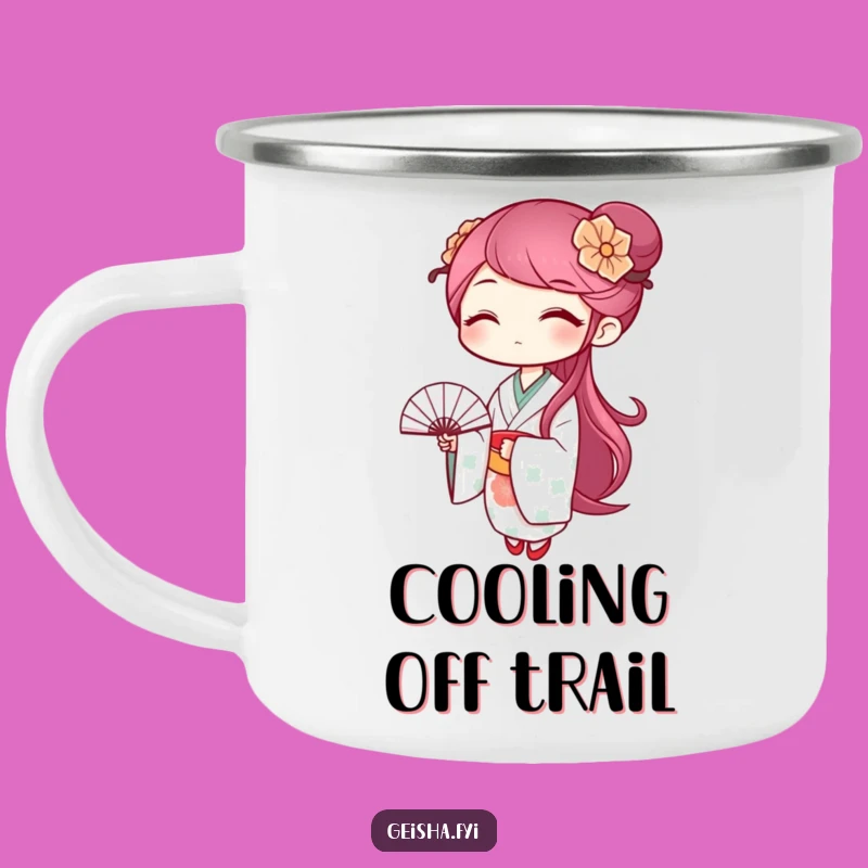 Funny Winking Geisha Camping Mug: Playful Campfire Companion