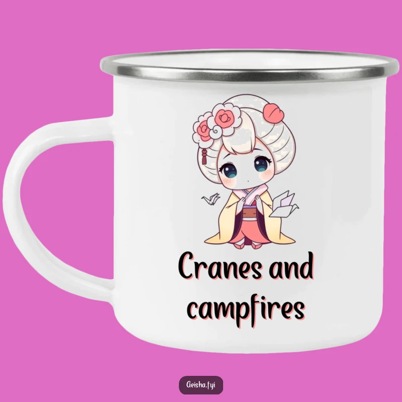 Funny Geisha Camping Mug - Outdoor Surprise with Origami Crane