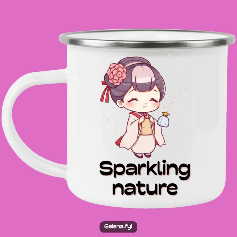 Durable Funny Geisha Glitter Camping Mug - Outdoor Sparkle, Playful Design, Great Funny Gift