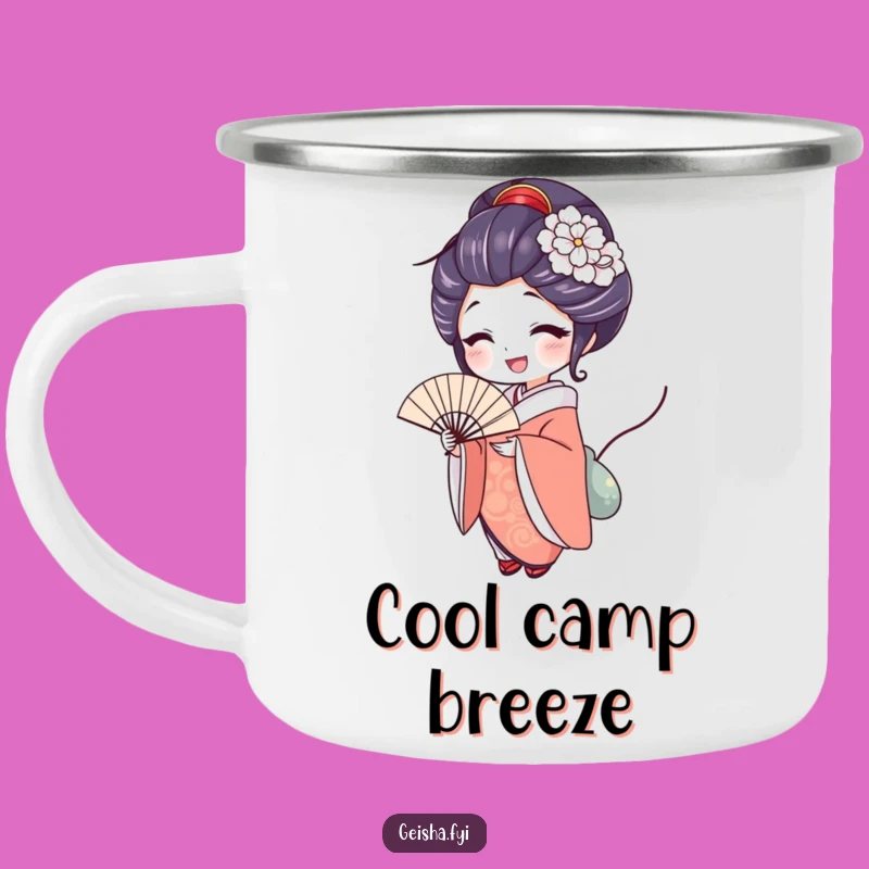 Funny Delighted Geisha Camping Mug, Elegance for Your Outdoor Adventures