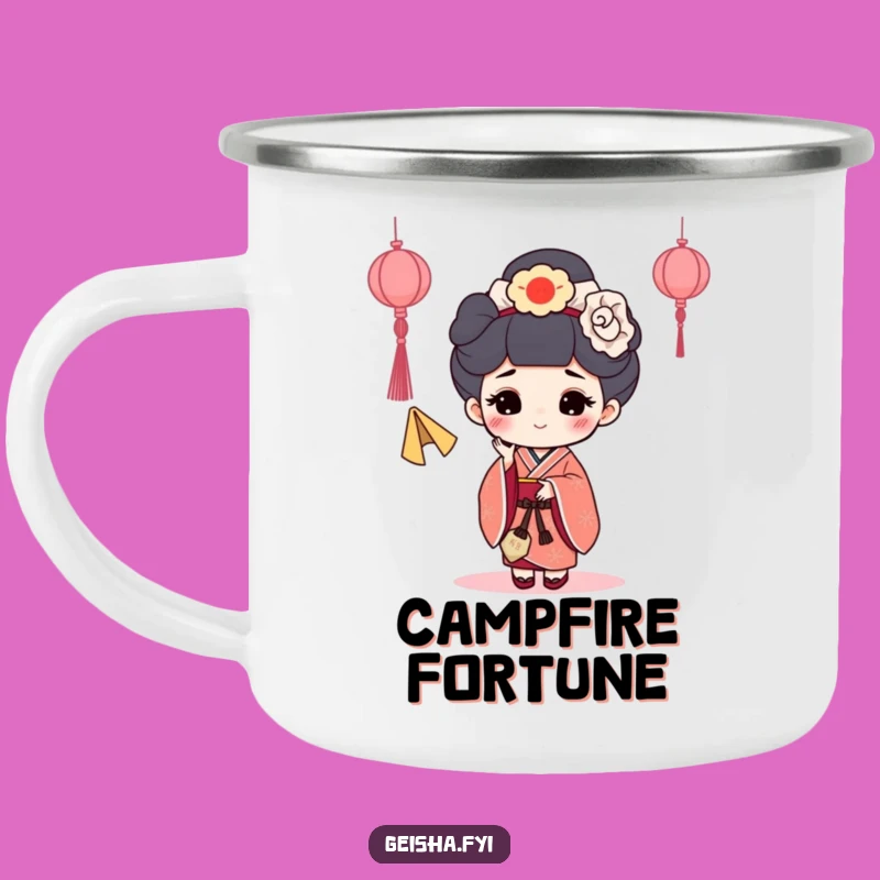 Funny Fortune Cookie Geisha Camping Mug: Enjoy Outdoors with a Happy Toss