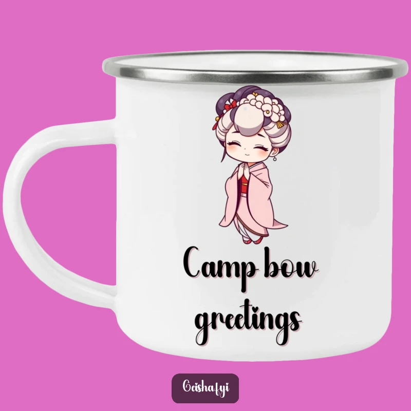 Funny Geisha Bow Camping Mug - Rugged and Humorous Outdoor Gift
