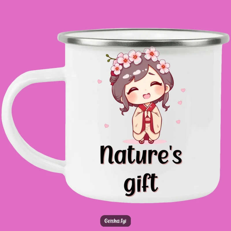 Funny Geisha Camping Mug: Joyful Sips with Blossom Giggles