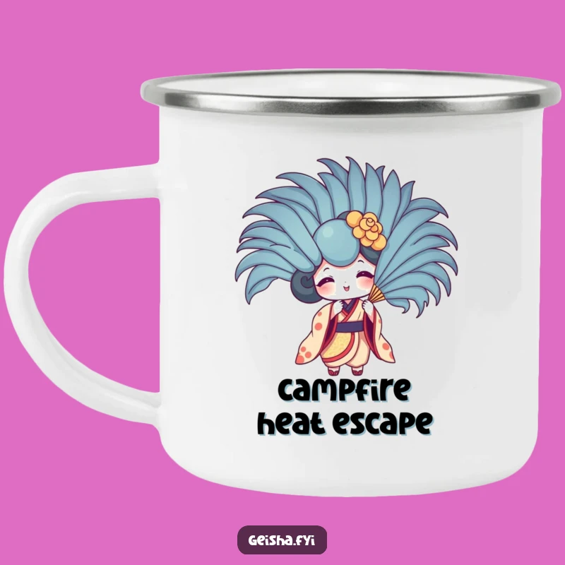 Funny Geisha Fan Feather Fan Camping Mug - Outdoor Playful Drinkware