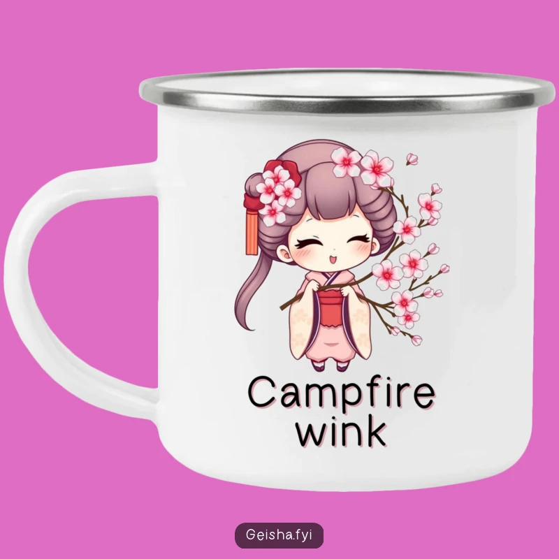Funny Geisha Winking Camping Mug - Adventure & Playful Charm!