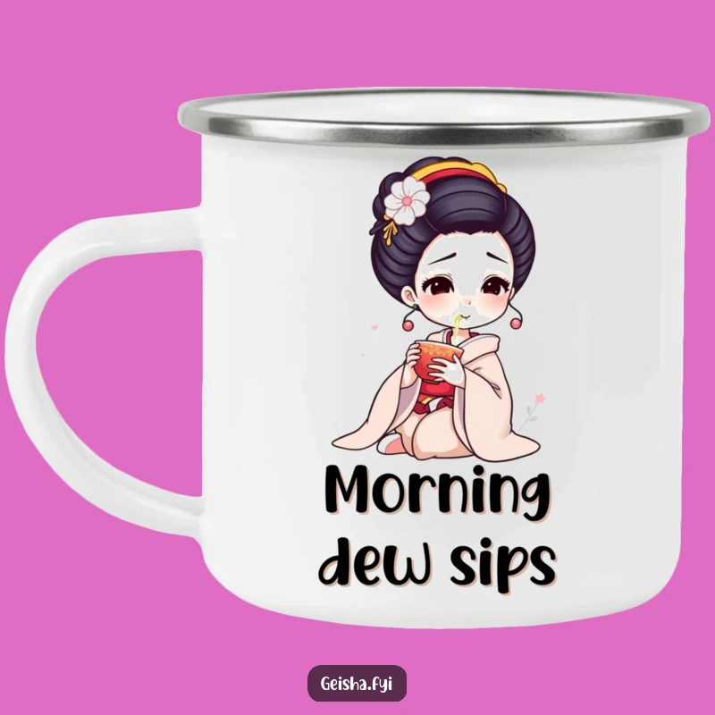 Funny Geisha Tea Camping Mug: Elegant Sips, Humorous Outdoor Gift