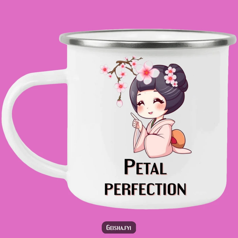 Funny Geisha Cherry Blossom Camping Mug: Enjoy Nature’s Beauty with Humorous Delight