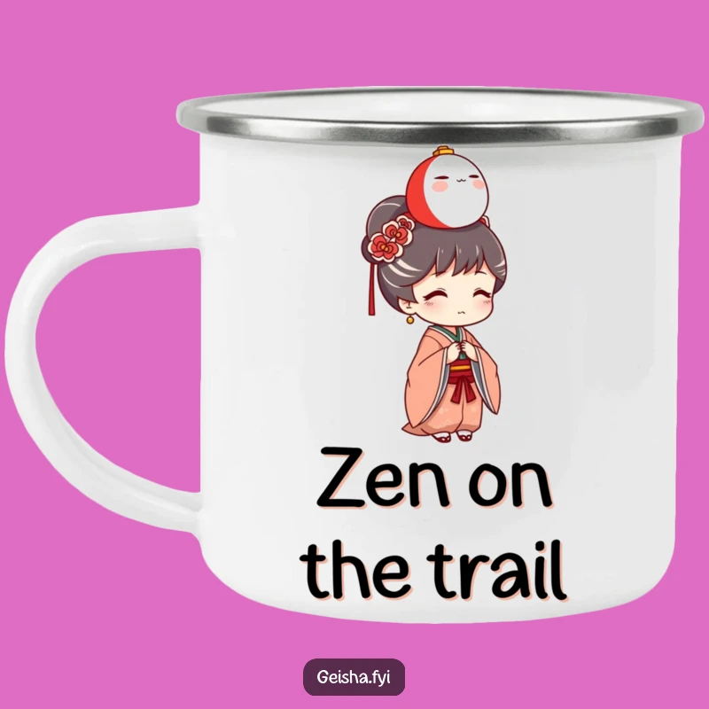 Durable Funny Geisha Daruma Balance Camping Mug: Adventure with Laughs