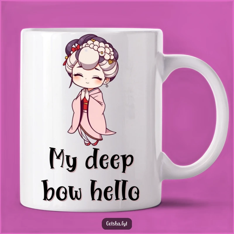 Funny Geisha Bow Mug - A Hilarious Gift for Kimono Lovers
