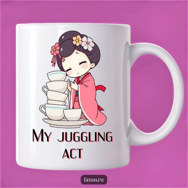 Funny Geisha Doll Teacup Balance Mug - Hilarious Gift for Tea Lovers