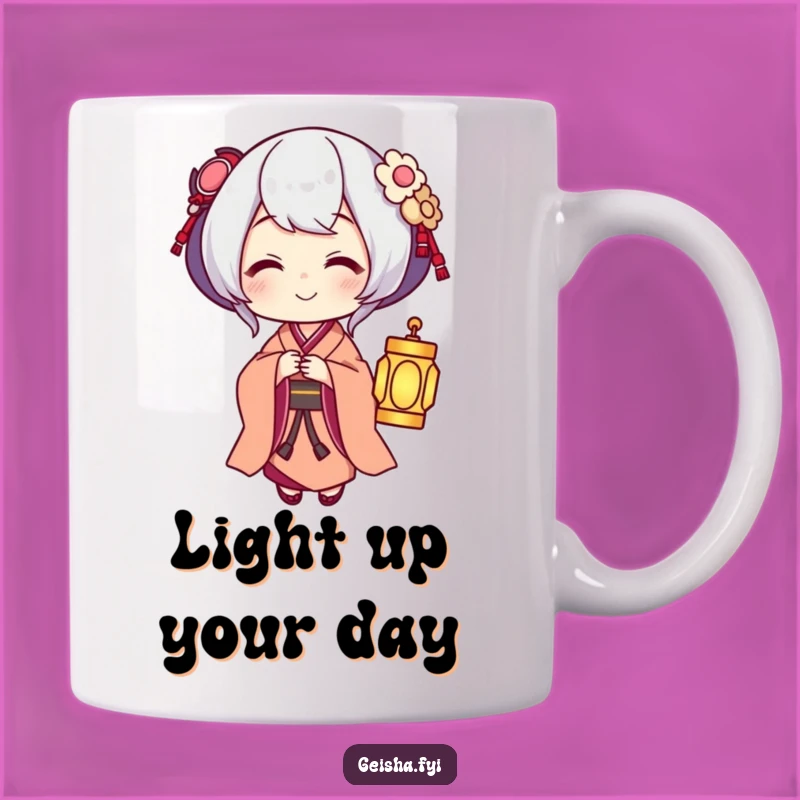 Funny Geisha Lantern Mug: Warm Smile, Gentle Light Gift!