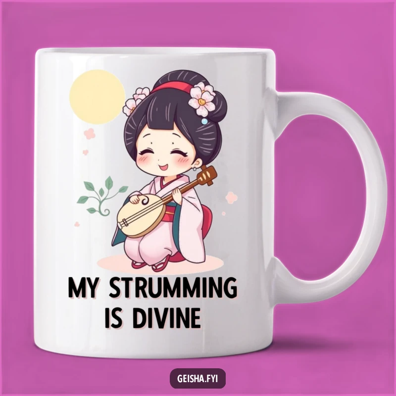 Funny Giggling Geisha Shamisen Mug, A Hilarious Musical Gift for Friends