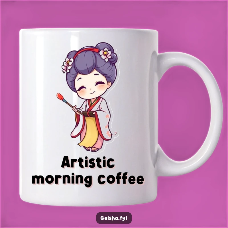 Funny Joyful Geisha Mug: Artistic Creation, Perfect Painter Gift