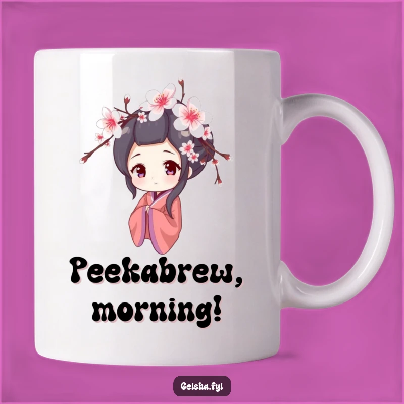 Funny Shy Geisha Mug: Cherry Blossom Peek, Perfect Gentle Gift