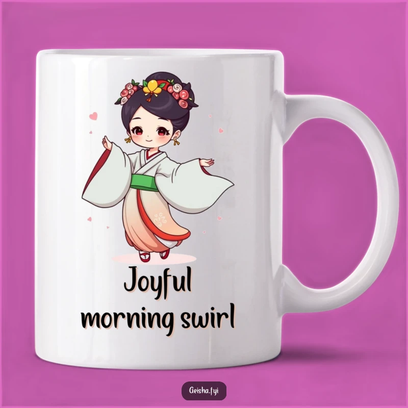 Funny Geisha Dance Mug: Joyful Flowing Sleeves Character, Humorous Gift