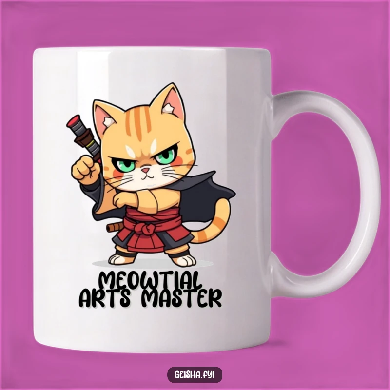 Funny Samurai Cat Mug: Fierce Feline Warrior Gift for Cat Lovers