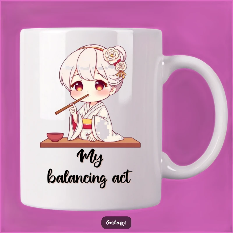 Funny Geisha Chopstick Nose Mug - A Hilarious Balance Act Gift!