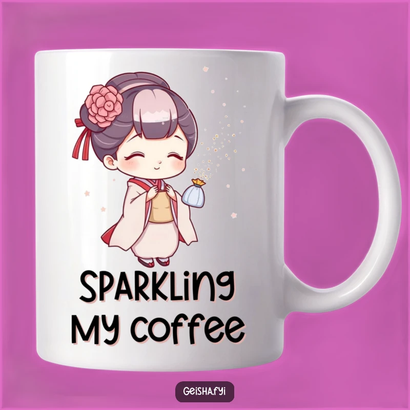 Funny Geisha Glitter Mug - Playful Character Sprinkling Sparkle, Perfect Funny Gift
