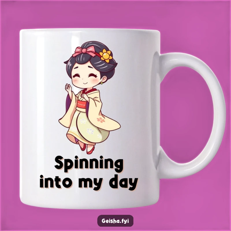 Funny Geisha Spin Mug: Playful Flourish, Fun Gift!