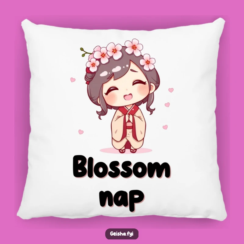 Funny Geisha Pillow: Cozy Comfort with Giggles and Blooms