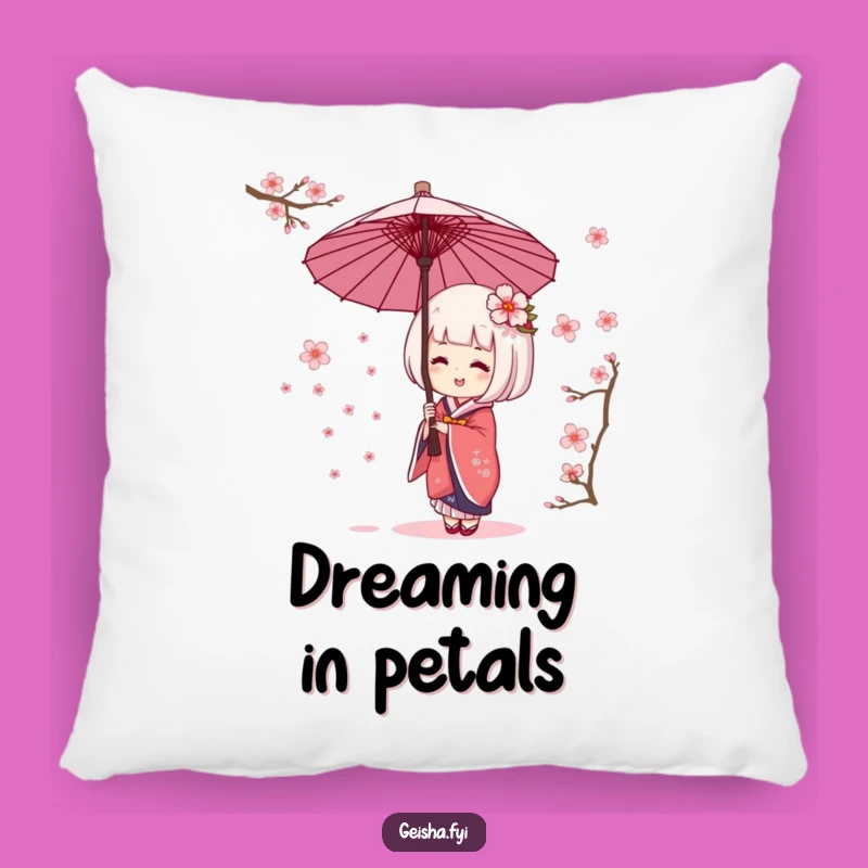 Funny Geisha Umbrella Cherry Blossom Pillow - Cozy Giggling Decor