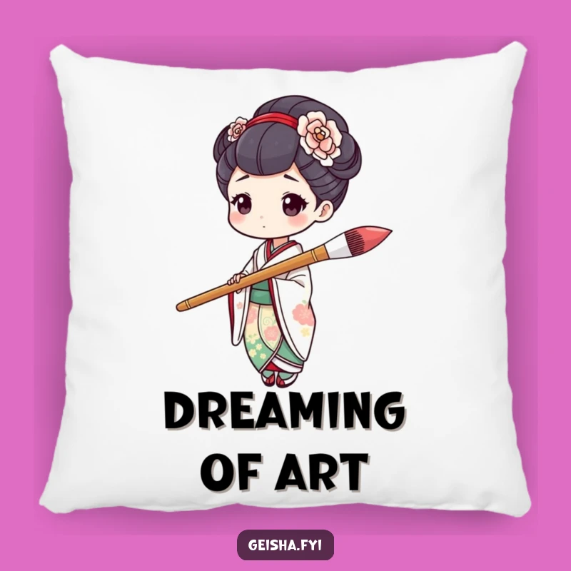 Funny Geisha Art Pillow: Cozy & Comical Painter Decor