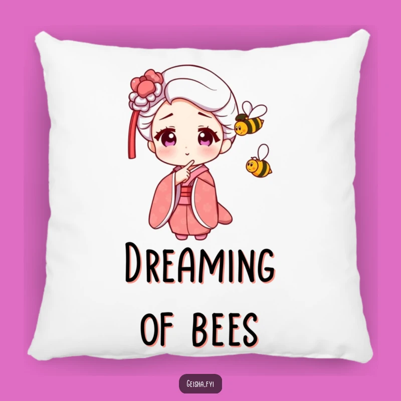 Funny Geisha Bee Pillow - Soft Cushion with Humorous Nature Scene Gift