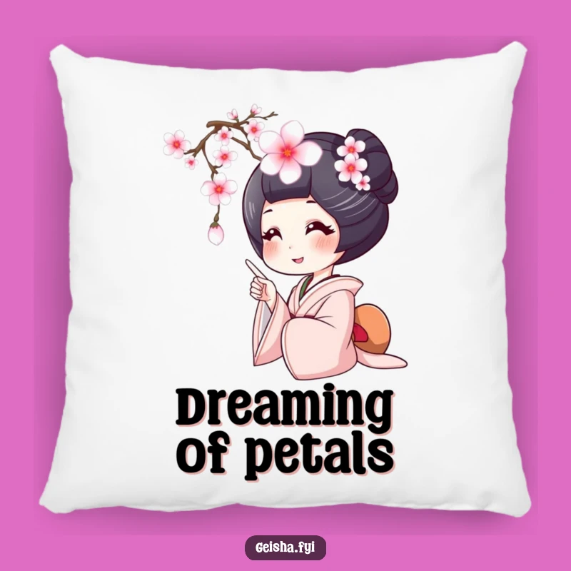 Funny Geisha Cherry Blossom Pillow: Soft Comfort with Joyful, Humorous Vibes