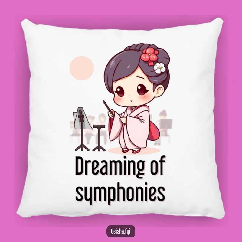 Funny Geisha Conductor Pillow: Cozy Focus, Humorous Accent Gift!