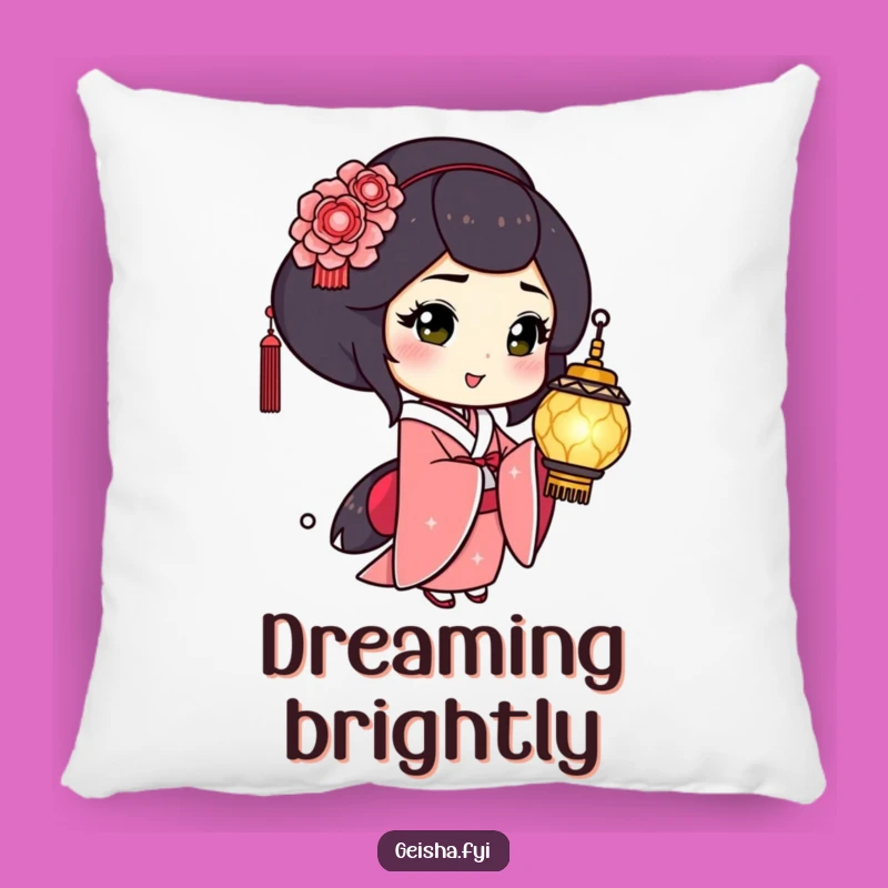 Funny Geisha Lantern Pillow: Playful Wink Decor, Humorous Gift Accent