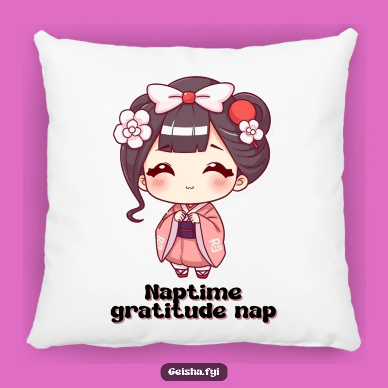 Funny Geisha Bow Pillow: Happy Character's Smile, Cozy & Hilarious Accent
