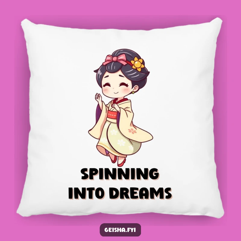 Funny Geisha Spin Pillow: Cozy Flourish, Humorous Accent Gift!