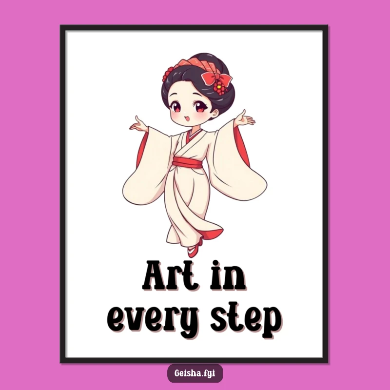 Funny Geisha Dancing Digital Art: Elegant Humor For Your Walls
