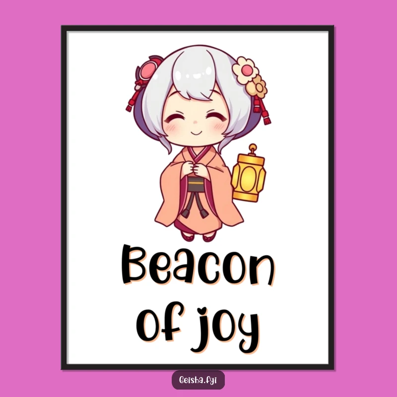 Funny Geisha Lantern Digital Art: Customizable Warm Decor Gift!