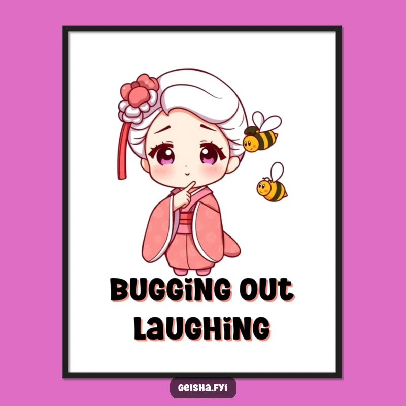 Funny Geisha Bee Digital Art - Instant Humorous Download for Wall Decor Gift