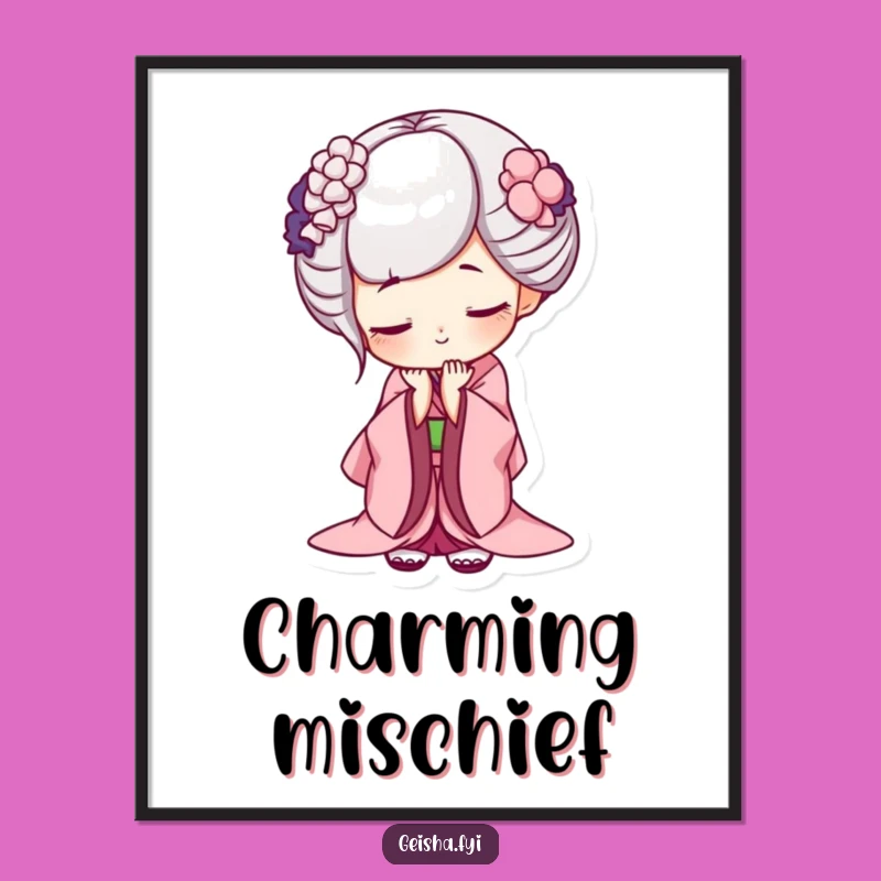 Printable Funny Geisha Bow Art - Mischievous Decor, Deep Bow Design, Instant Funny Gift