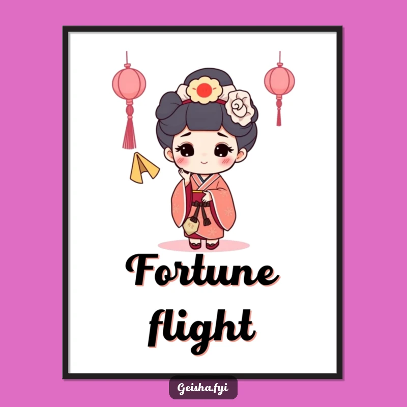 Funny Fortune Cookie Geisha Digital Art: Playful Art of a Character Tossing Luck