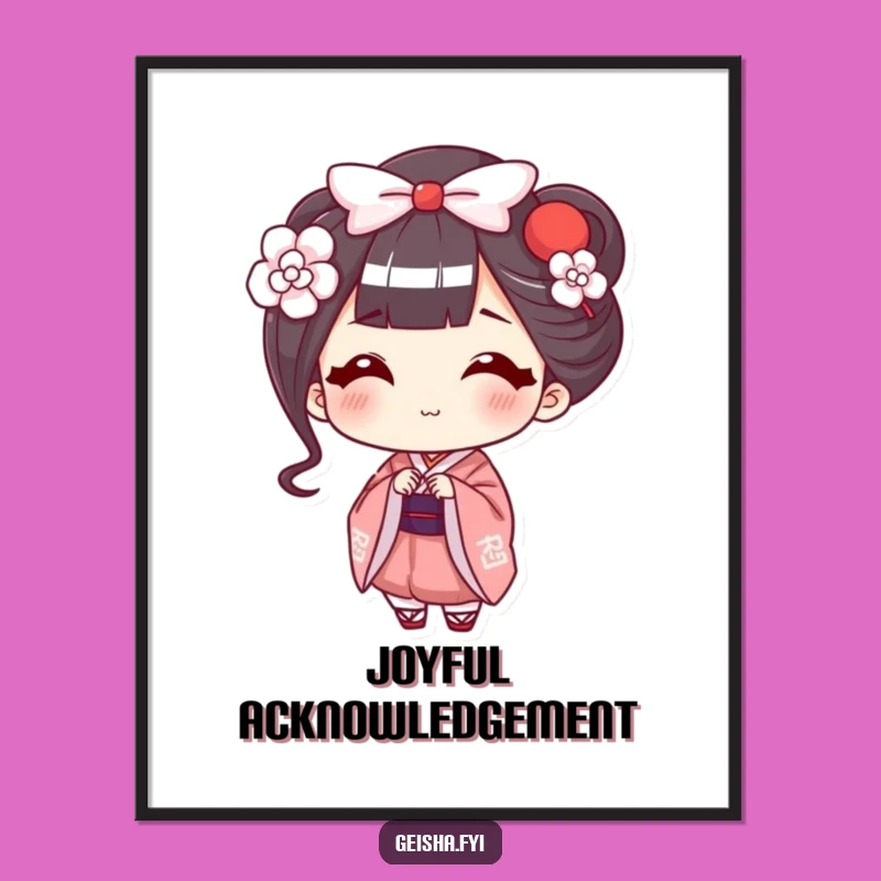 Funny Geisha Bow Digital Art: Happy Character's Smile, Instant Hilarious Decor